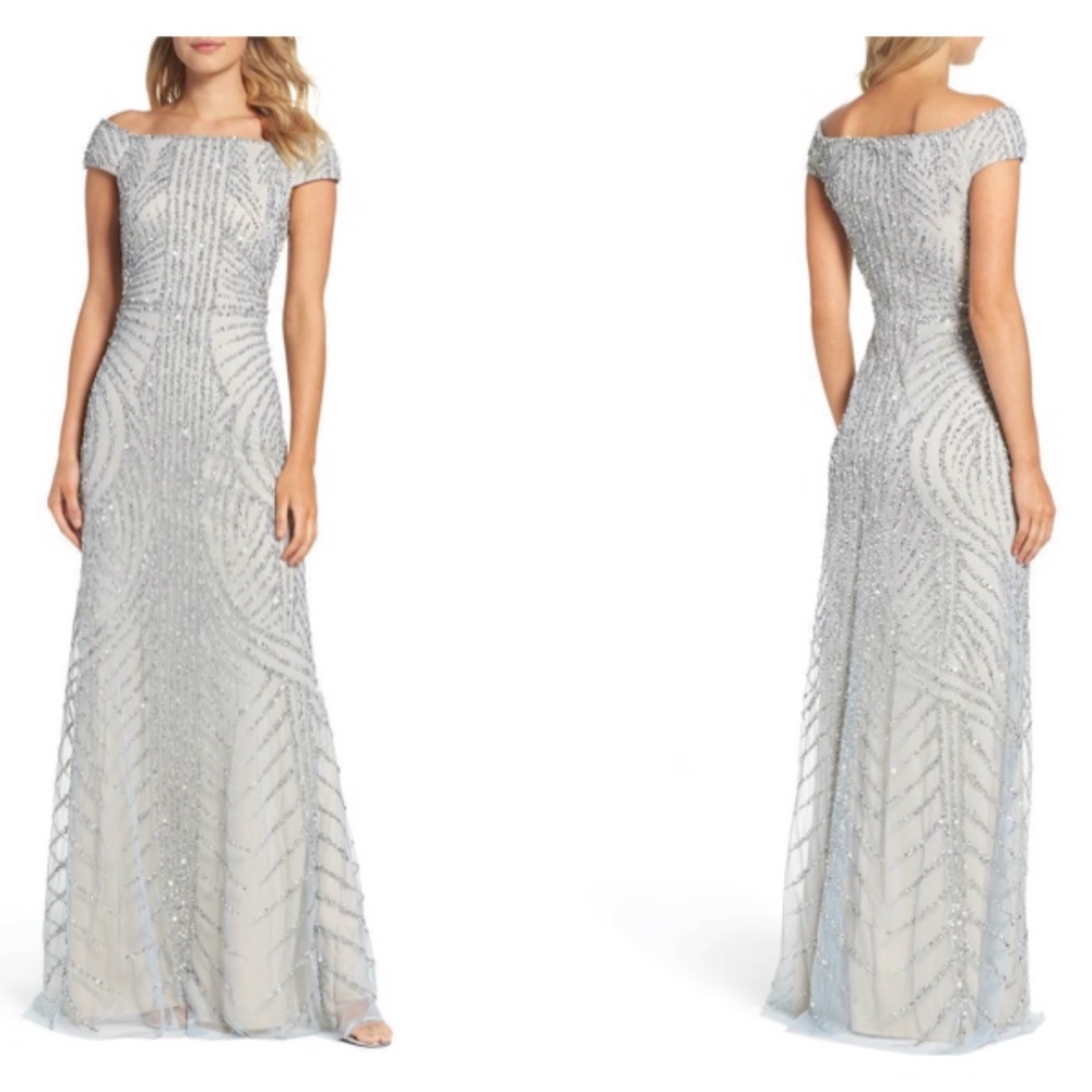 Adrianna Papell off shoulder gown Size 14P